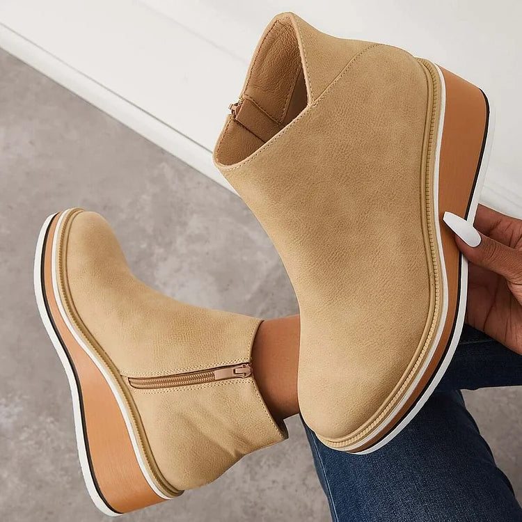 Fashionable Ankle Boots with Side Zipper