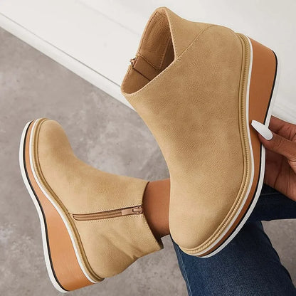 Fashionable Ankle Boots with Side Zipper