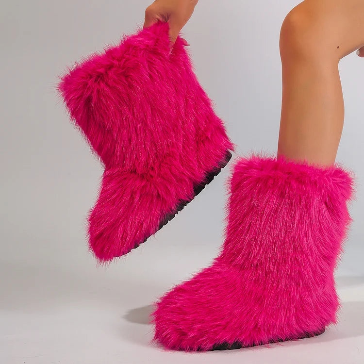 Warm Faux Fur Ankle Boots for Women