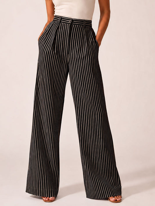 Women's Casual Wide Leg Relaxed Fit Suit Trousers