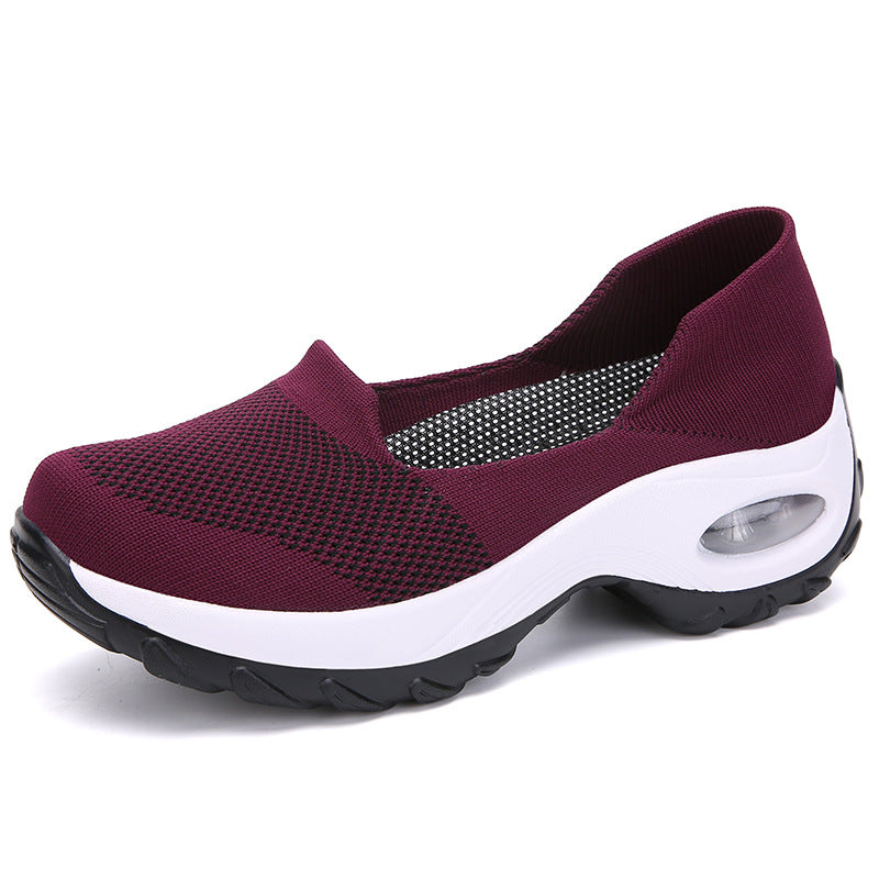 Women's Fly-Woven Fabric Athletic Low Heel Sneakers