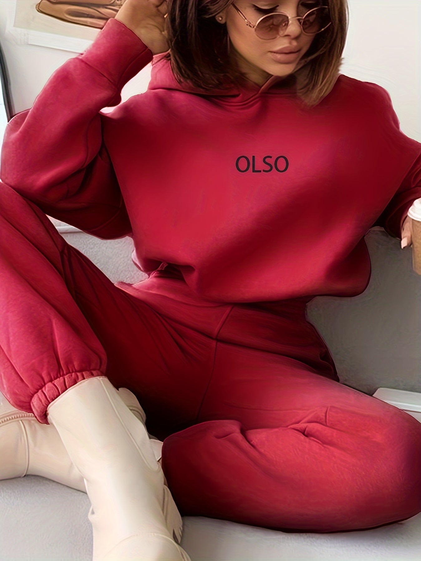 Soft Women's Hooded Sweat Suit with Stretchy Waist