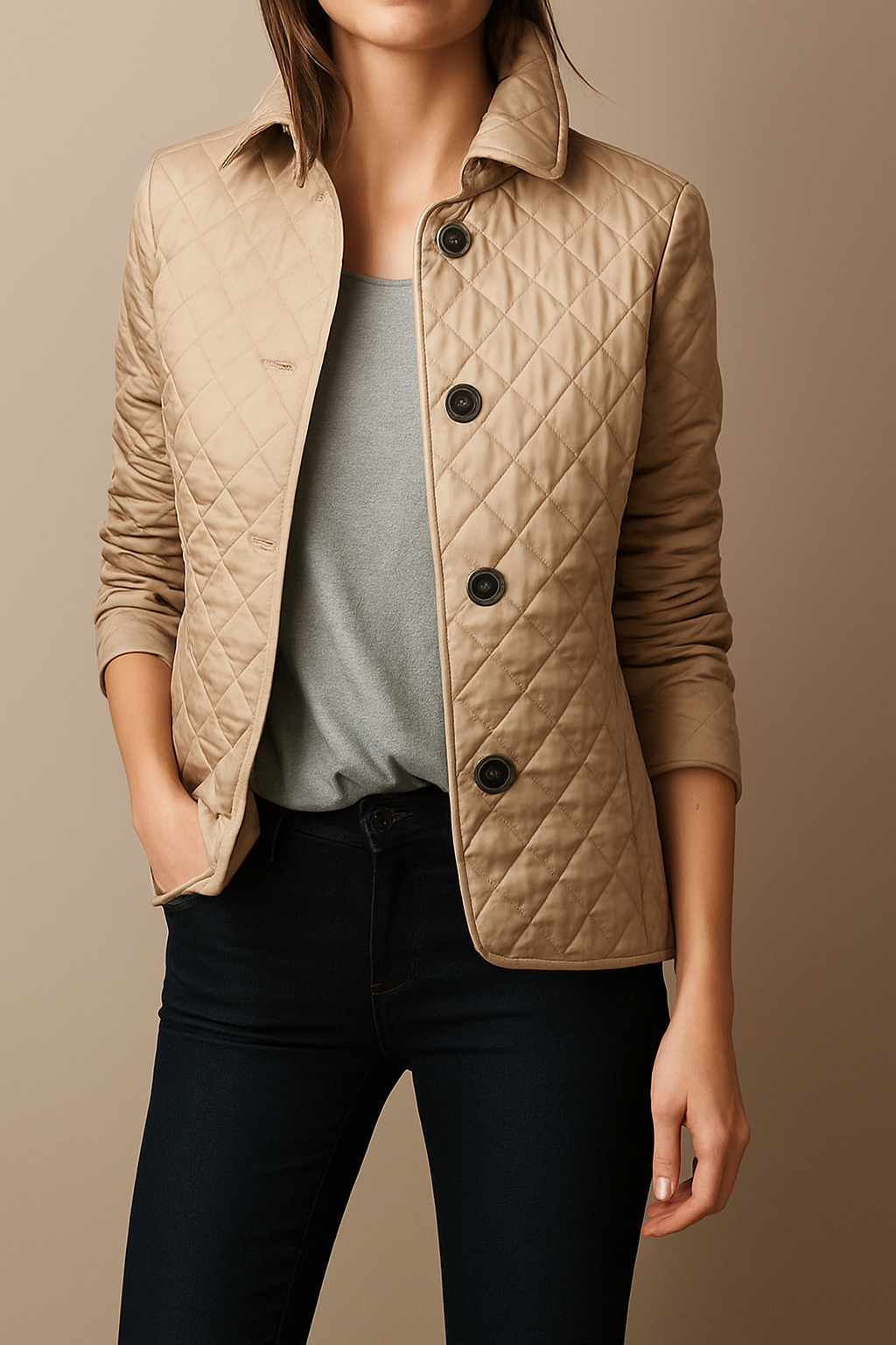 Women's Insulated Jacket with Traditional Collar