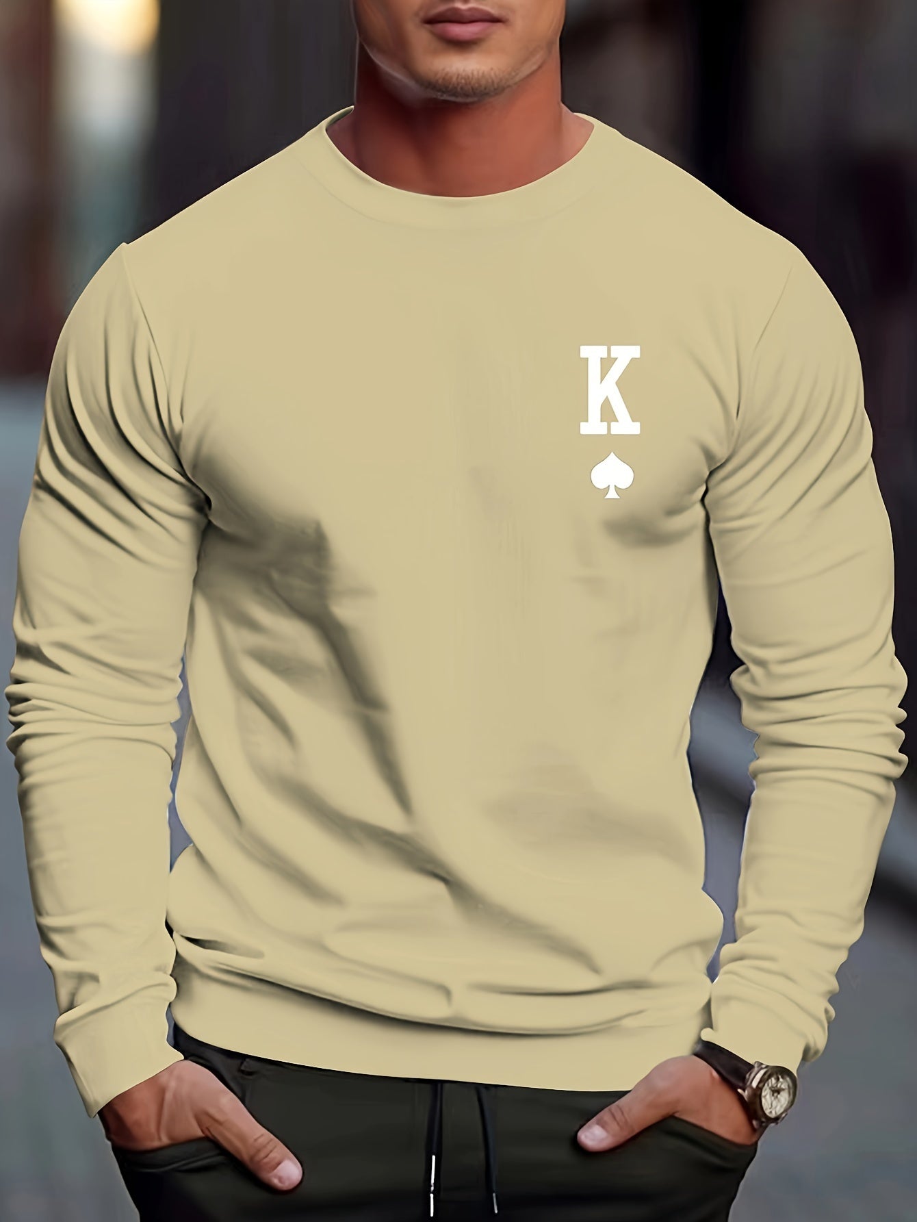 Warm Spade Print Mens Winter Hoodie