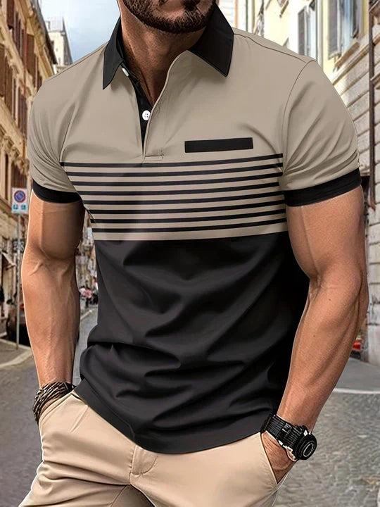 Classic Stripe Short Sleeve Polo Shirt