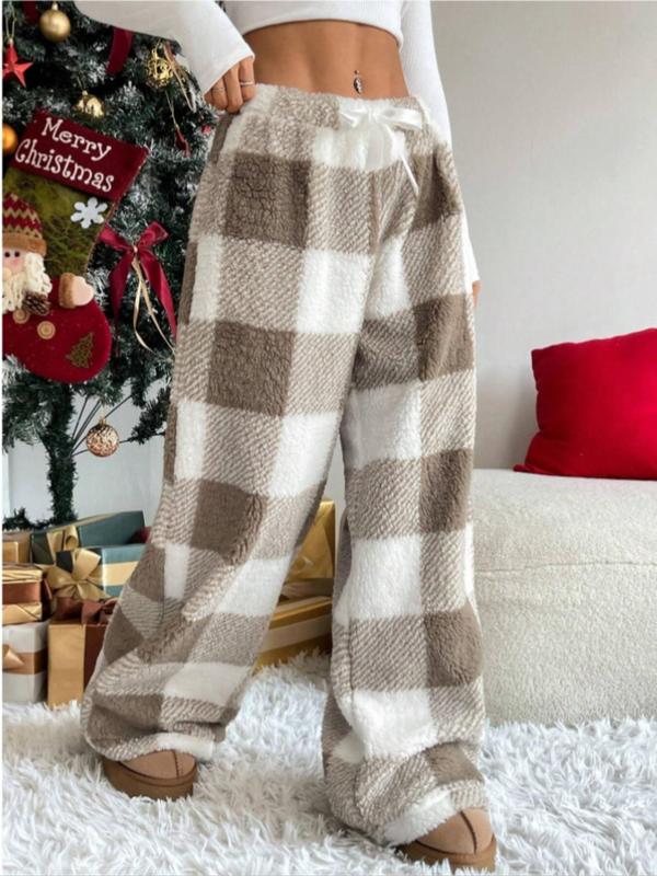Warm Plaid Straight Leg Winter Pants - OutfitLondon