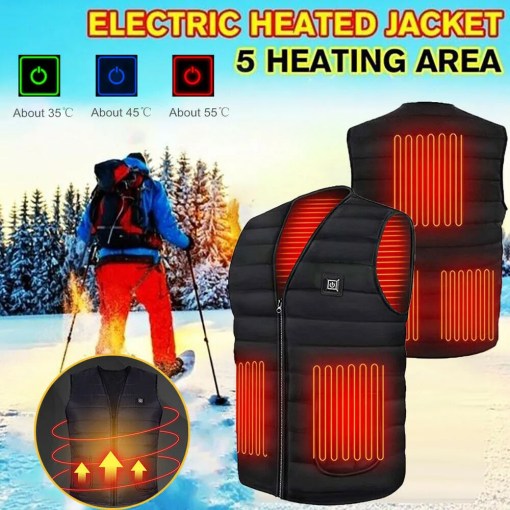 Heated Jacket Men Women Heating Coat Warm Winter Vest Electric USB Jacket Thermal