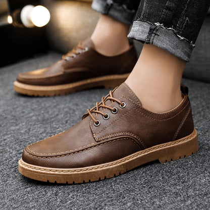 Men's Lace-up Shoes Robust Leather Shoes in Casual Style for Leisure and Everyday use