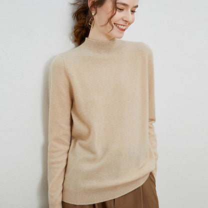 Women's Classic Wool Half-High Neck Pullover Sweater