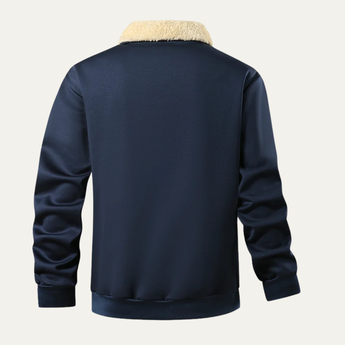 Warm Mens Wool Coat with Faux Fur Trim