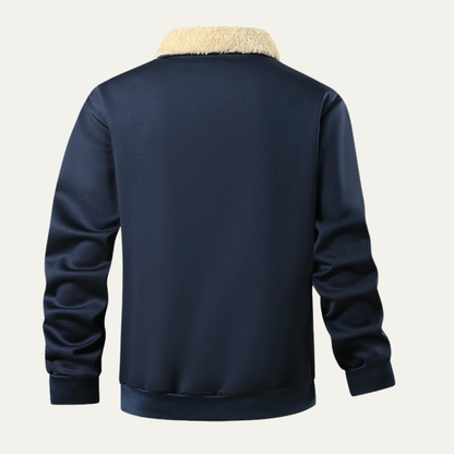 Warm Mens Wool Coat with Faux Fur Trim