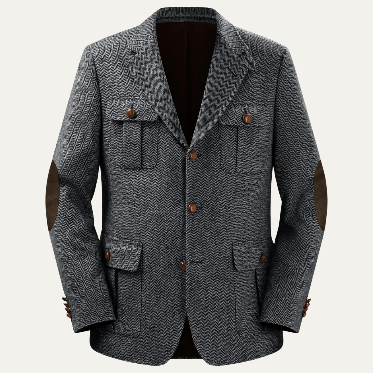 Classic Mens Wool Blazer Jacket with Leather Patches - OutfitLondon