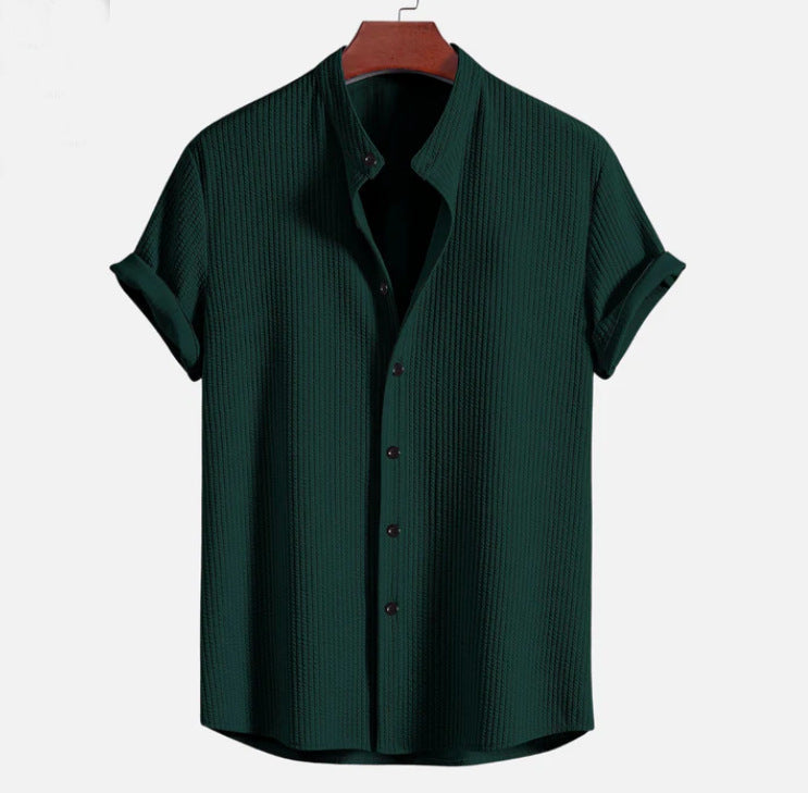 Men's Casual Cotton Short Sleeve Loose Shirt