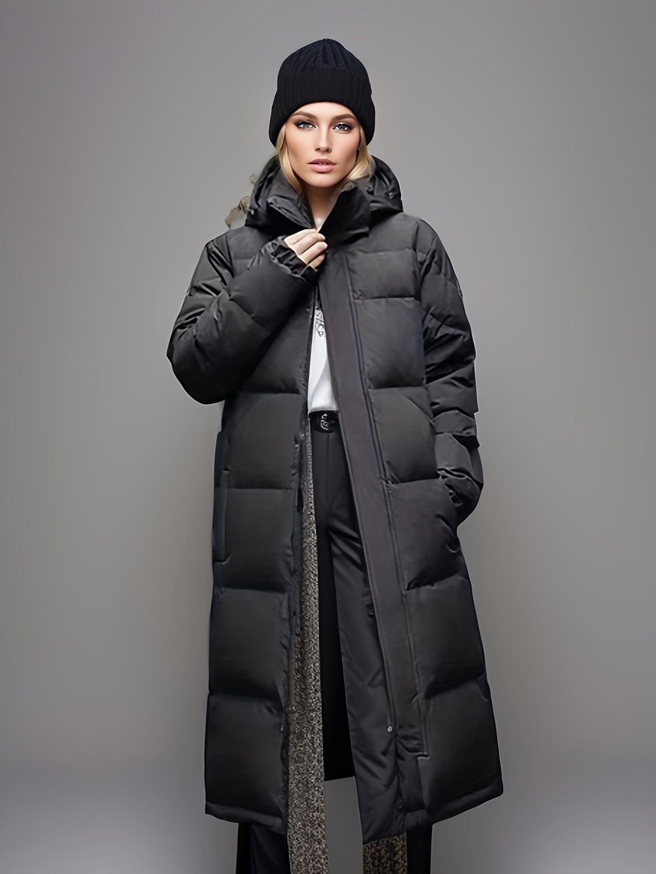 Insulated Ladies Long Down Winter Jacket - OutfitLondon