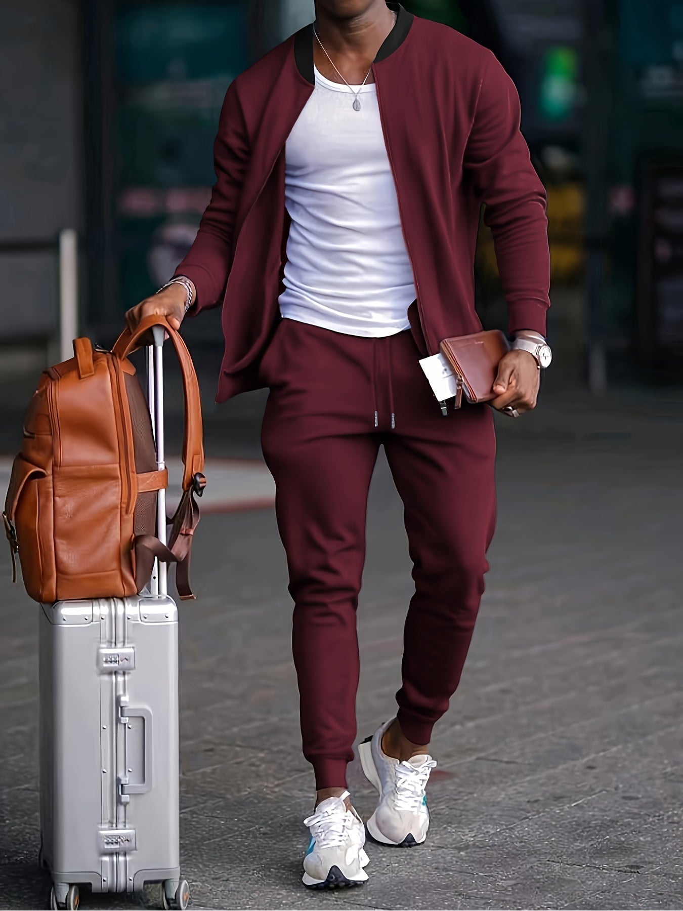 Men's Cozy Fleece Zipper Hooded Suit Set