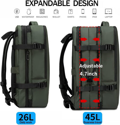 Spacious 26-45L Water Resistant Hiking Rucksack with Laptop Compartment
