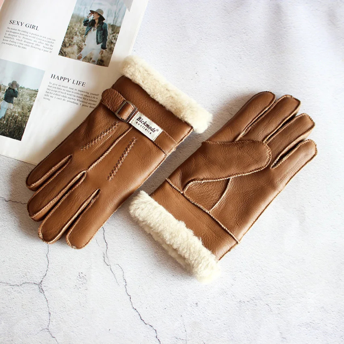 Warm Sheepskin Men's Winter Gloves