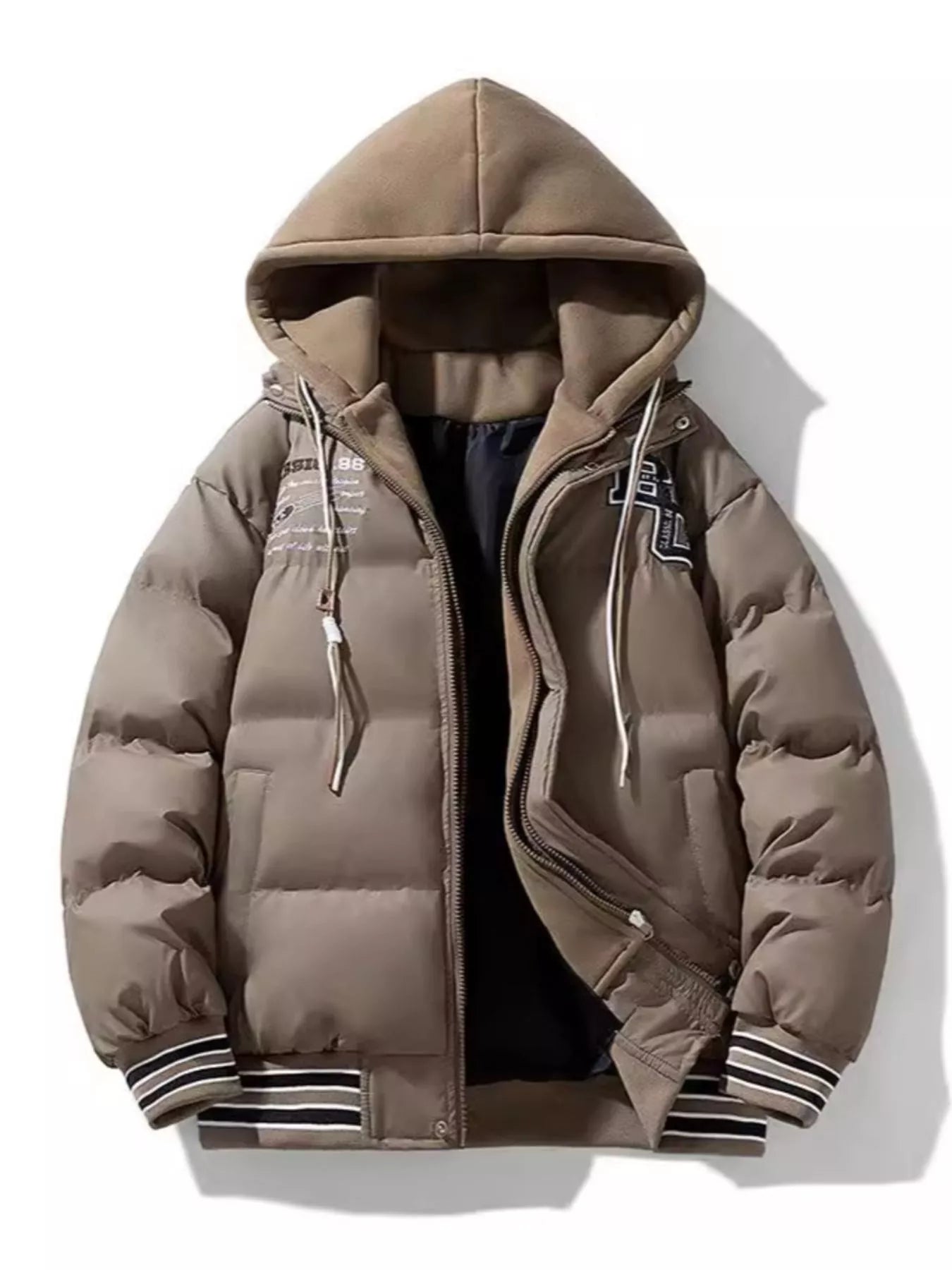 Large Size Warm Insulated Hooded Jacket
