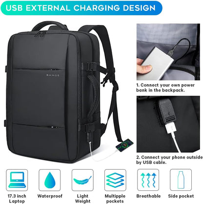 Spacious 26-45L Water Resistant Hiking Rucksack with Laptop Compartment
