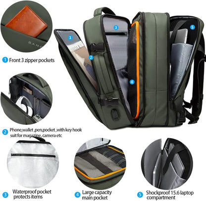 Spacious 26-45L Water Resistant Hiking Rucksack with Laptop Compartment