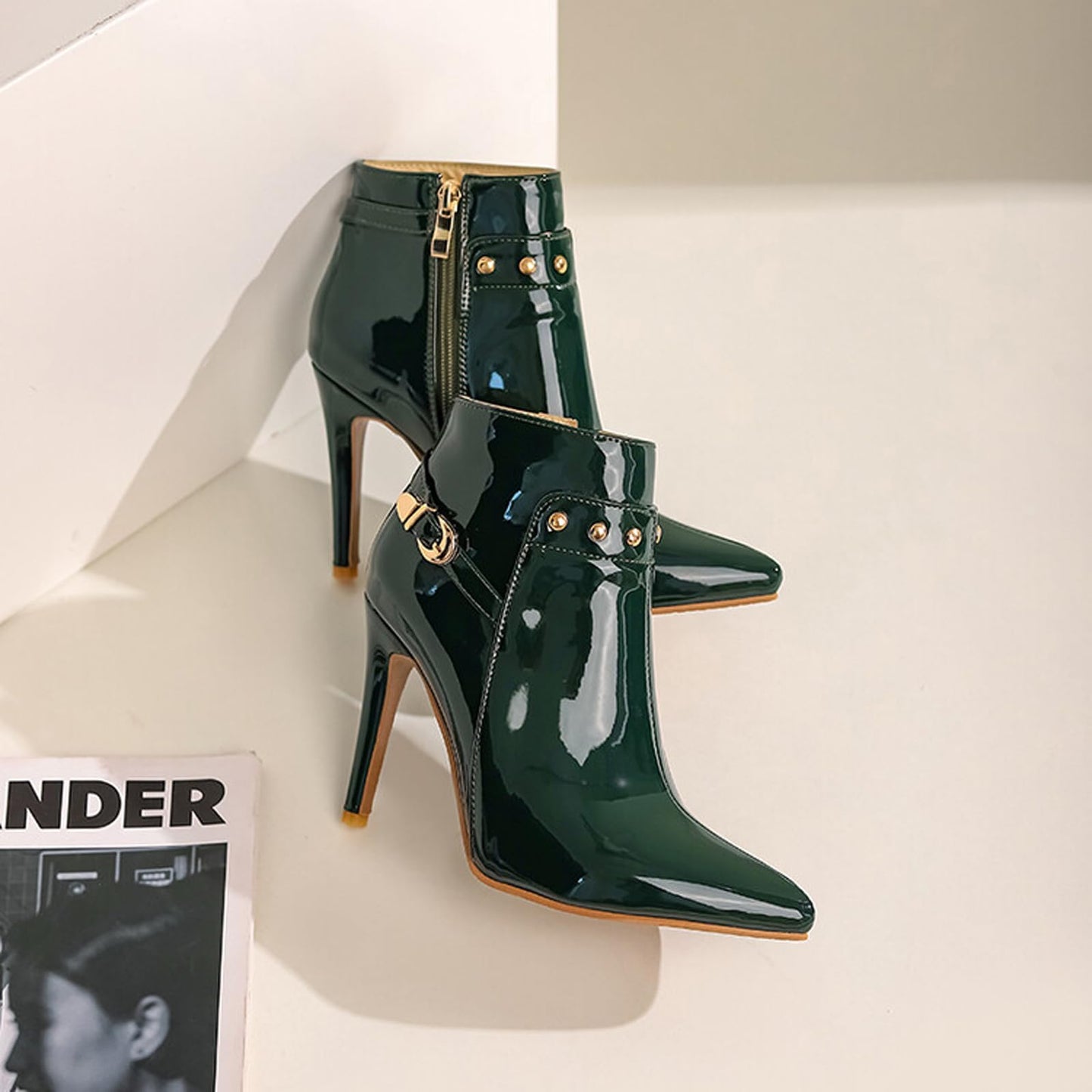 Black Genuine Leather Ankle Boots