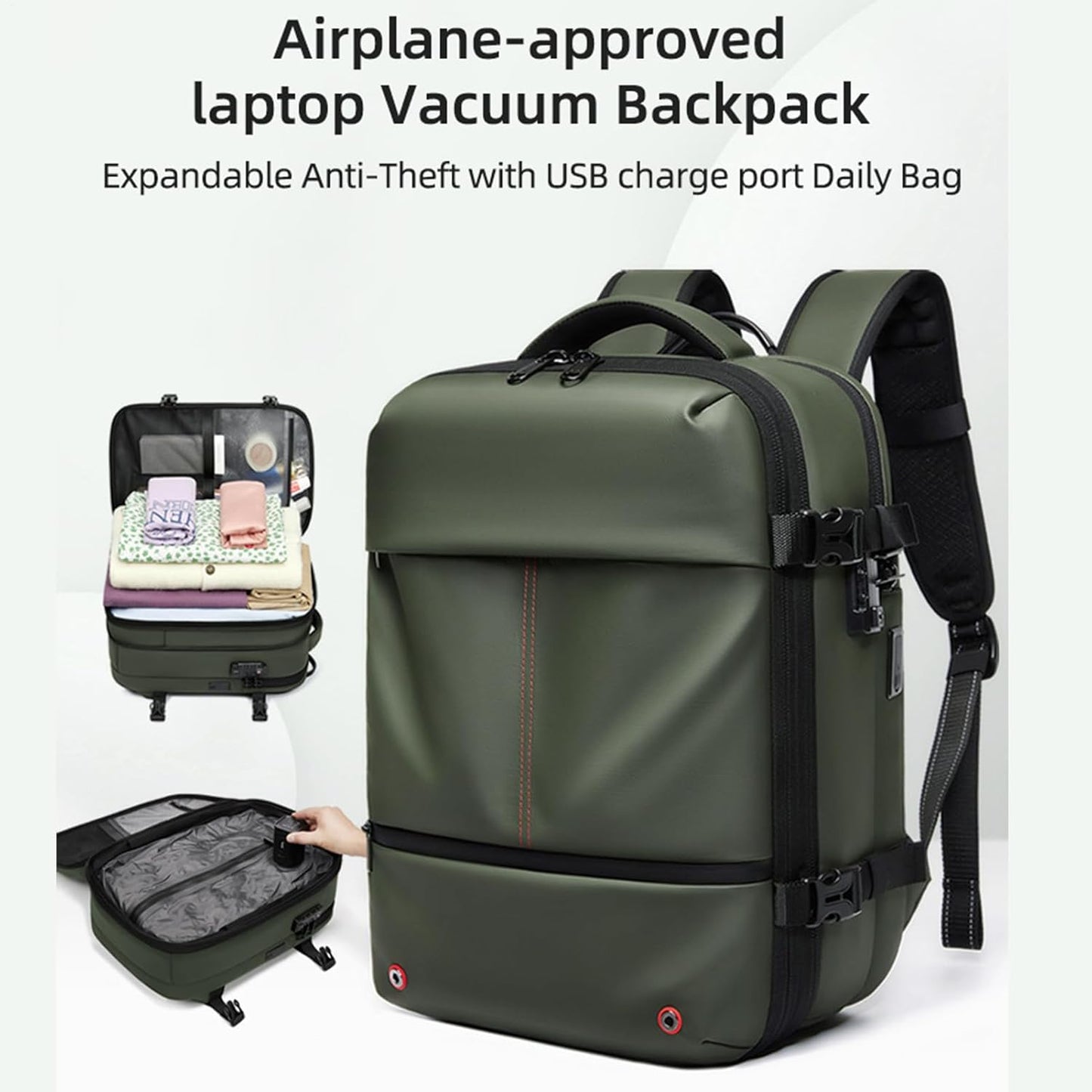 Large Water Resistant Travel Backpack with Compression