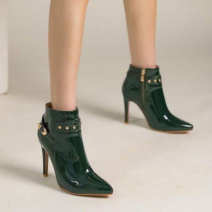 Black Genuine Leather Ankle Boots