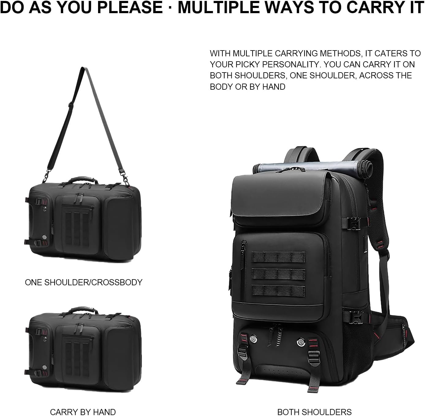 Waterproof Hiking Backpack with Laptop Sleeve and USB Charging