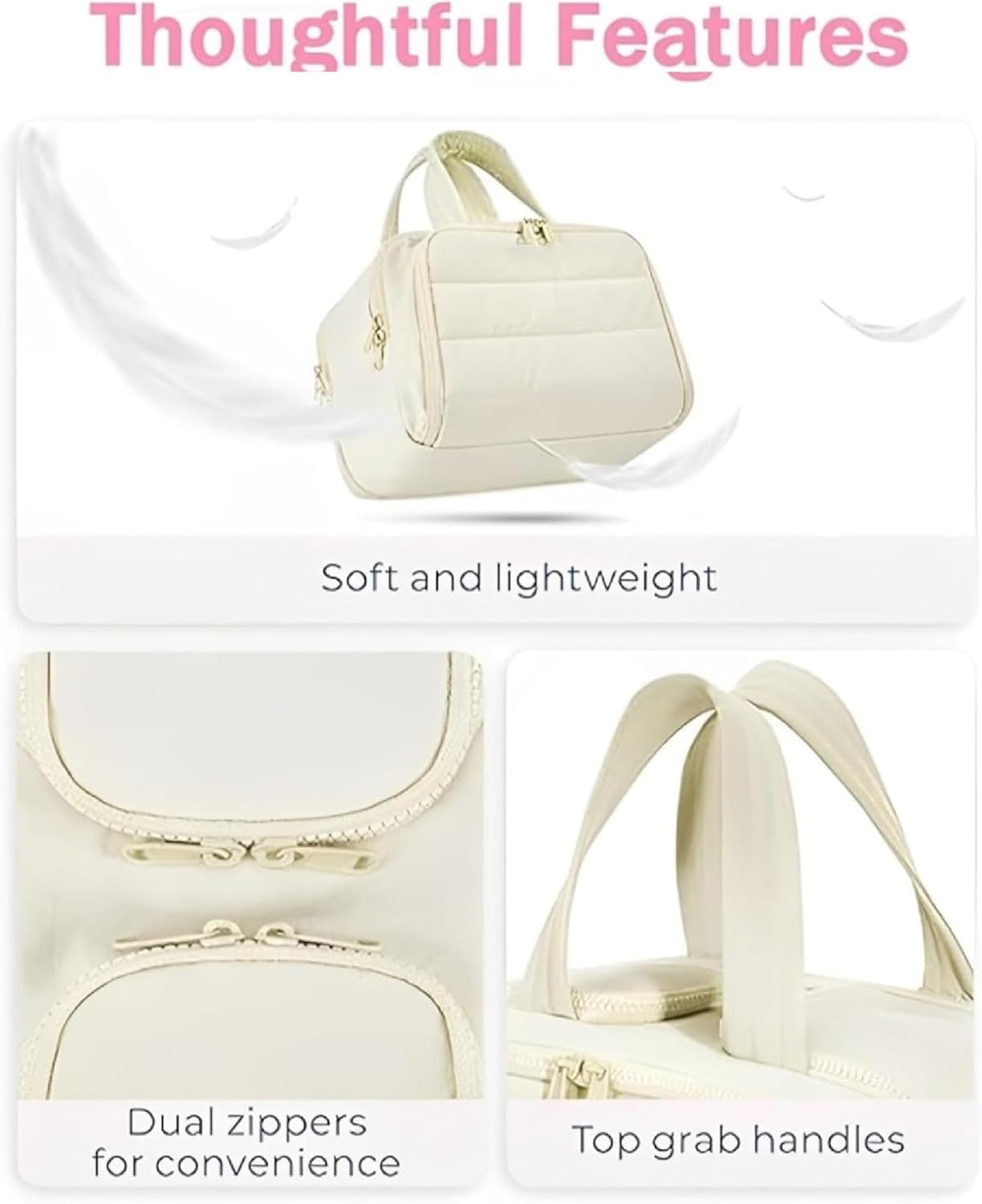 Spacious 4-in-1 Travel Makeup Bag