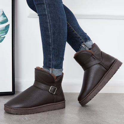 Warm Fur Lining Winter Booties Furry Waterproof Ankle Snow Boots