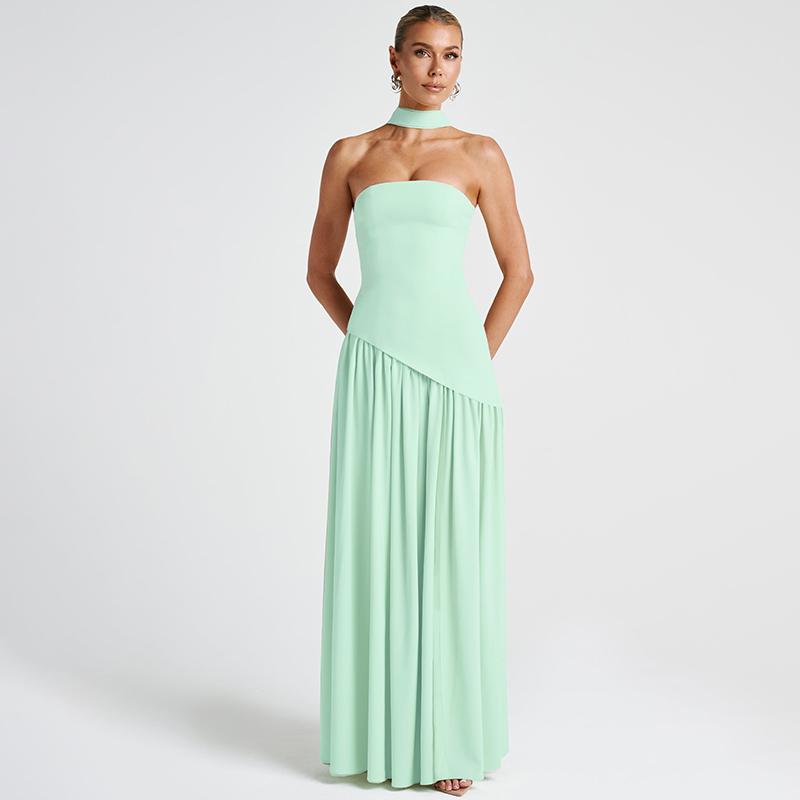 Chic Strapless Fit and Flare Evening Gown Dress
