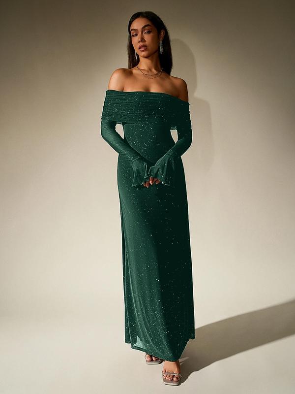 Chic Sequin Off Shoulder Formal Evening Dress