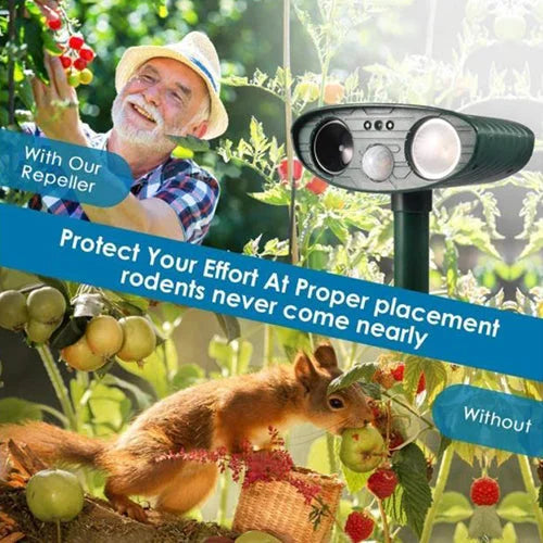 Solar Power Ultrasonic Animal Pest Repeller Infrared Sensor Waterproof Animal Deterrent