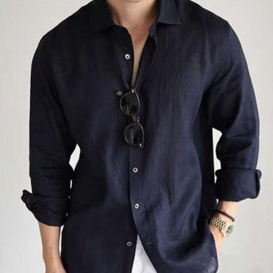 Men's Casual Cotton Long-Sleeve Business Shirt