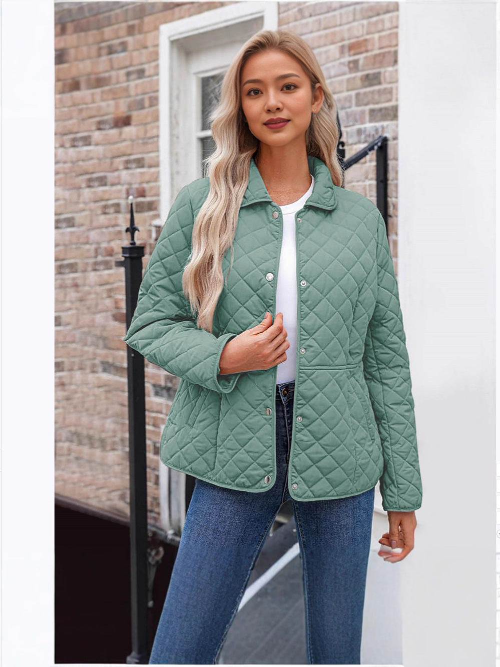 Women's Casual Quilted Lapel Collar Jacket