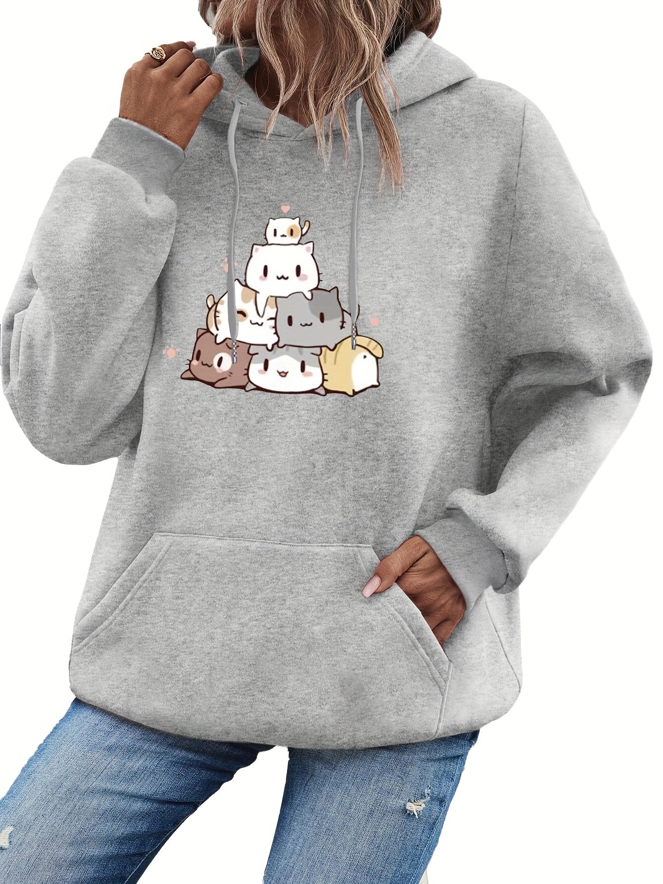 Cozy Ladies Funny Kitty Hooded Sweatshirt