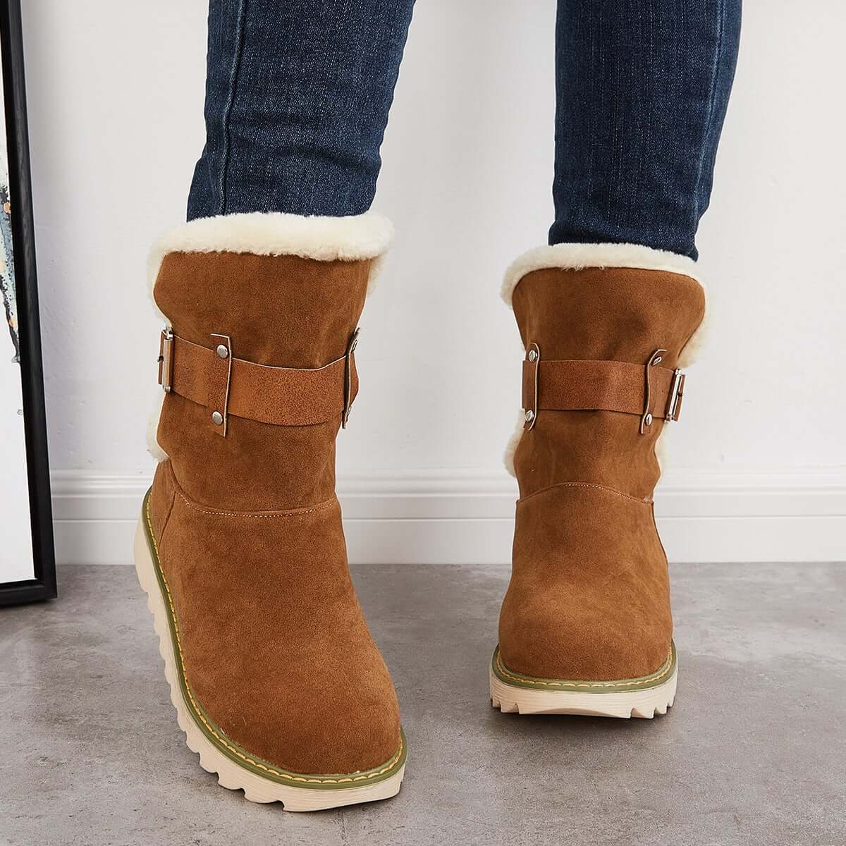 Warm Non Slip Ankle Snow Boots Winter Fur Lining Booties8945