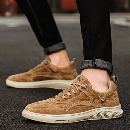 Men's Suede Sneakers with Lace-up Closure and Padded Insole