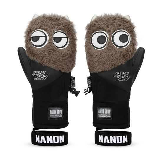 Men's Snow Mascot Furry Snowboard Gloves Winter Mittens