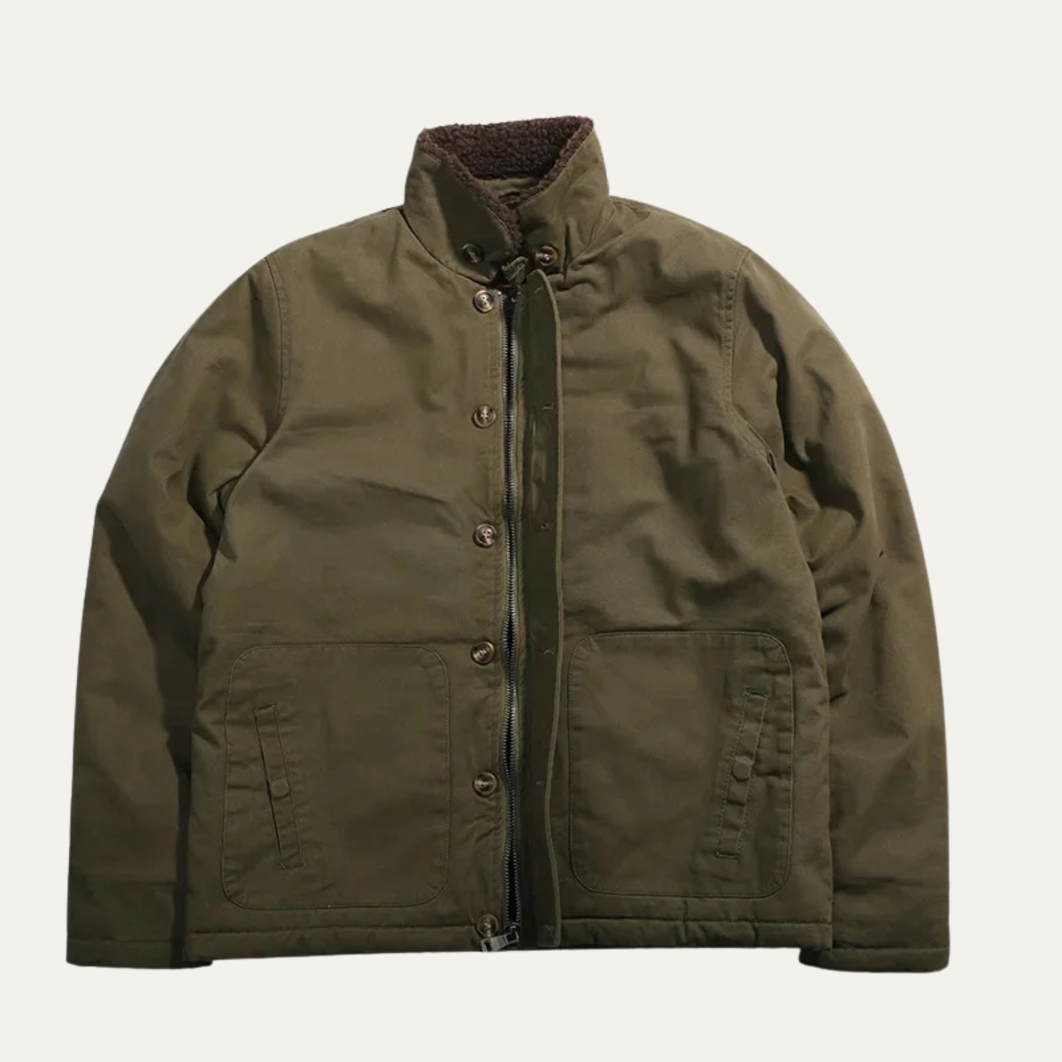 Classic Men's Military Style Fleece Lined Jacket - OutfitLondon