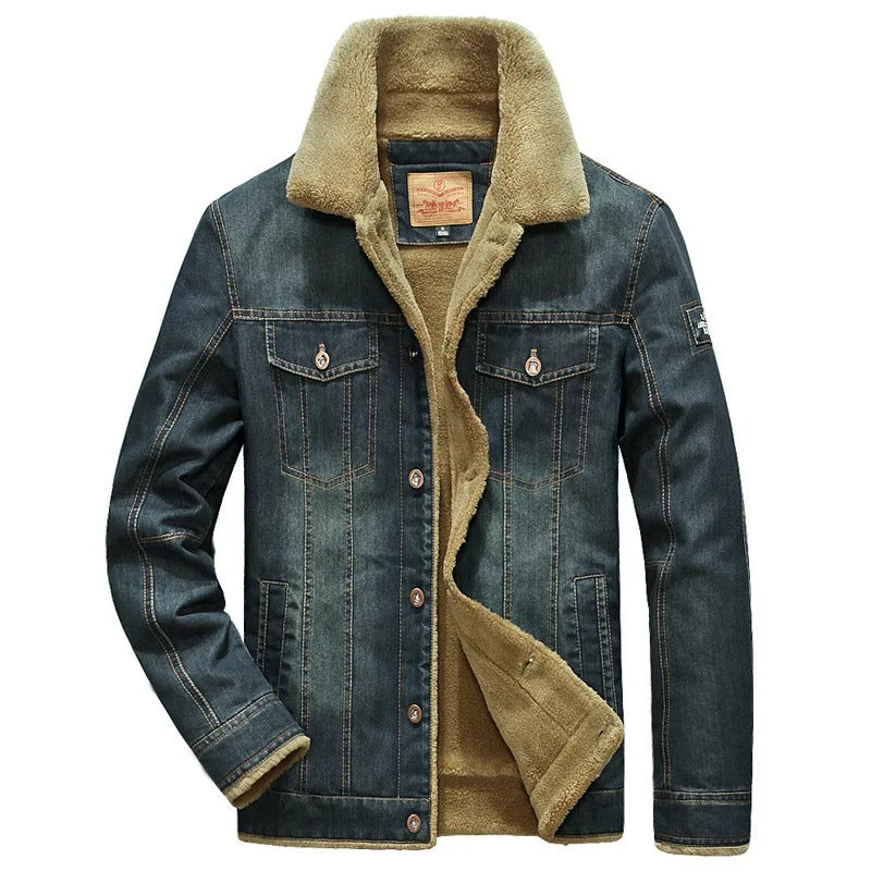 Warm Fleece Lined Casual Denim Jacket - OutfitLondon