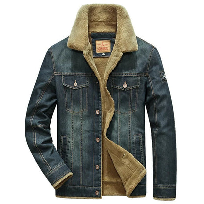 Warm Fleece Lined Casual Denim Jacket - OutfitLondon