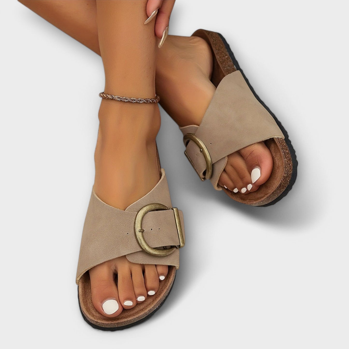 Natural Cork Buckle Women's Summer Sandals
