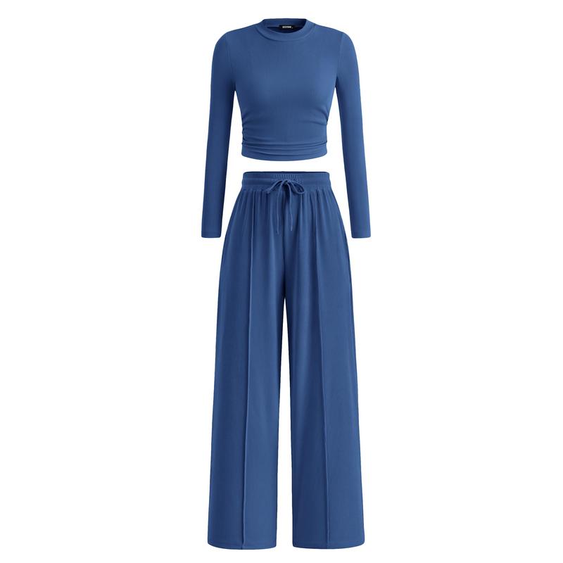 Soft Knit Long Sleeve Crop Top and Legging Set