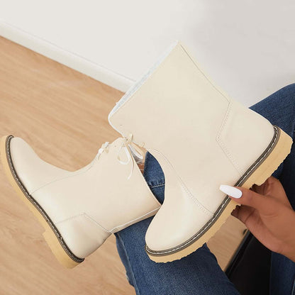 Warm Cotton Lined Waterproof Snow Ankle Boots Wide Width Flat Booties