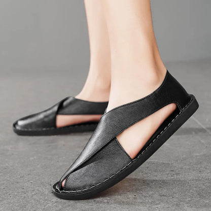 Zealbonn Calfskin Crossover Sandals