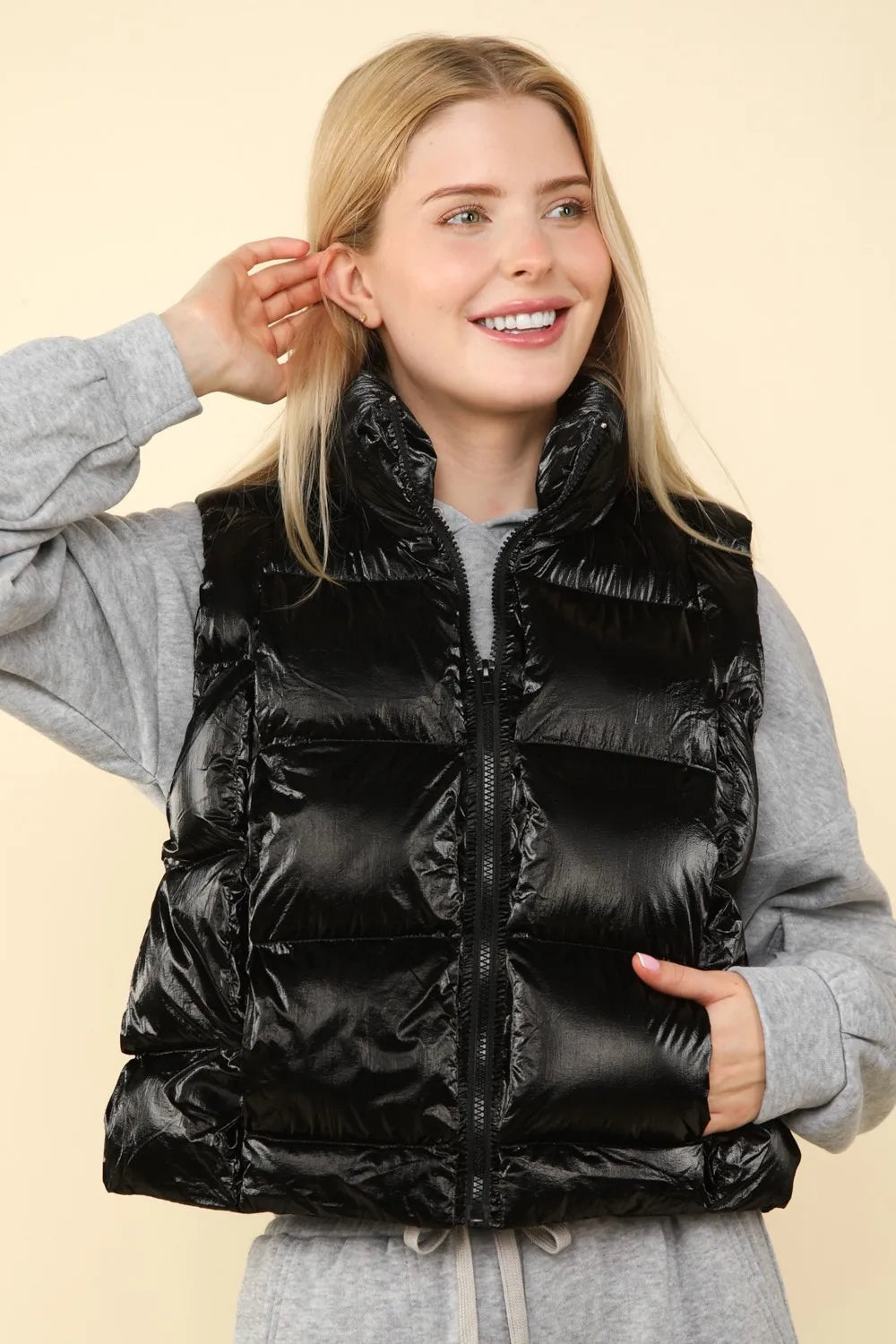 Women's Shiny Padded Down Gilet Vest - OutfitLondon