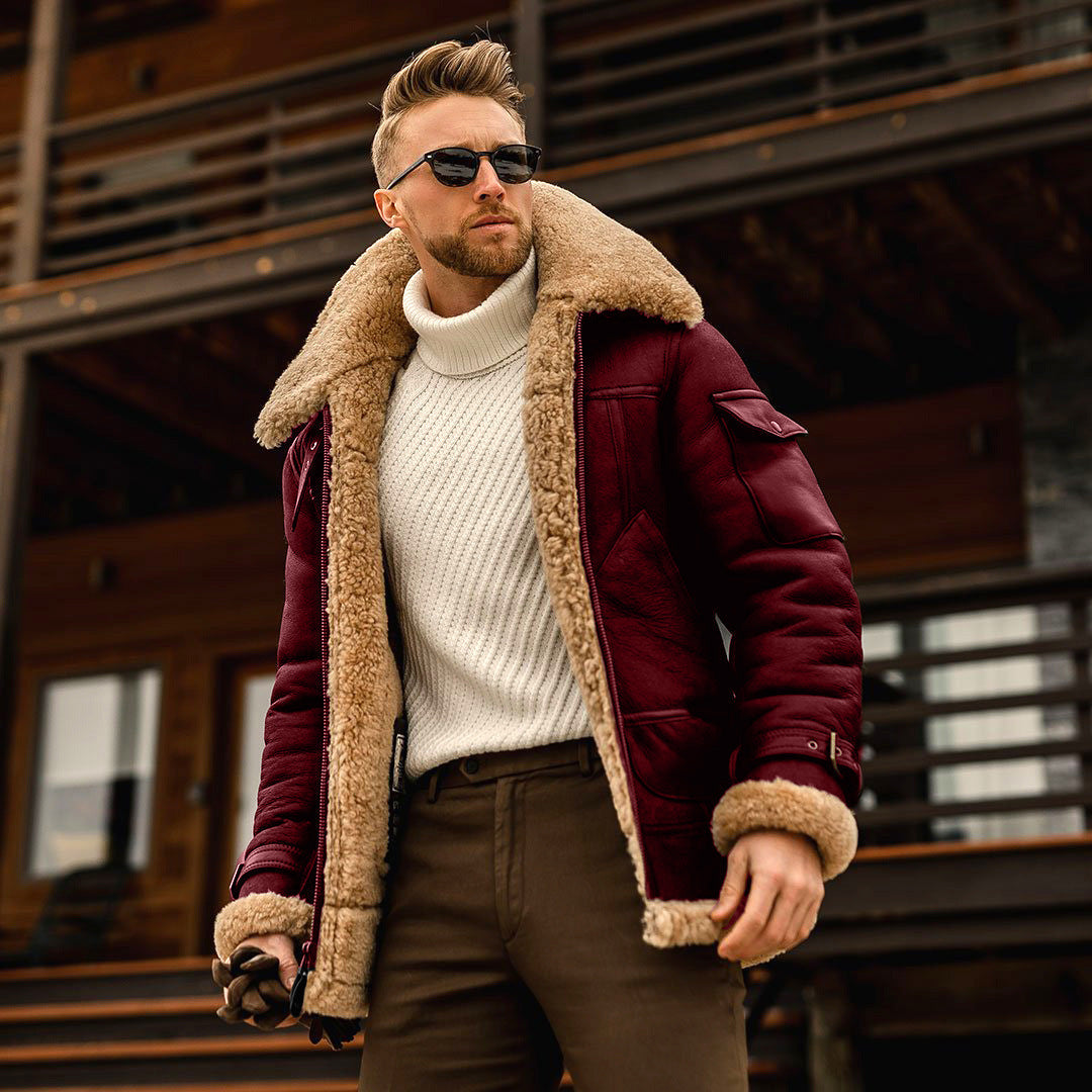 Premium Sheepskin Leather Aviator Jacket