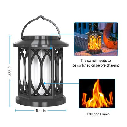 Upgraded Flickering Flame Solar Lantern Outdoor Waterproof Light