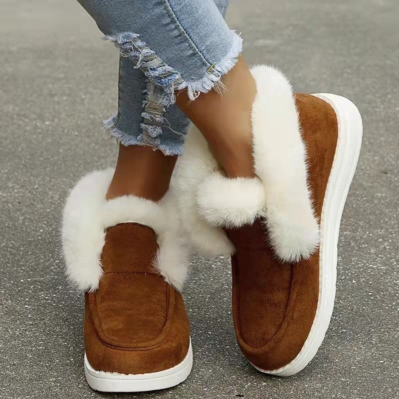 Warm Lace Up Hidden Wedge Boots Fur Lined Platform Ankle Booties